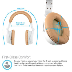 Naztech i9 Wireless Active Noise Cancelling 4.1 Bluetooth Headphones with in-line Microphone Up to 30 hrs Playtime for iPhones, Smartphones, Tablets, Computers, TV & Work/Airplane Adapter Included