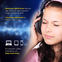 ammoon TAKSTAR PRO 82 Professional Studio Dynamic Monitor Headphone Headset Over-ear for Recording Monitoring Music Appreciation Game Playing with Aluminum Alloy Case(Black)