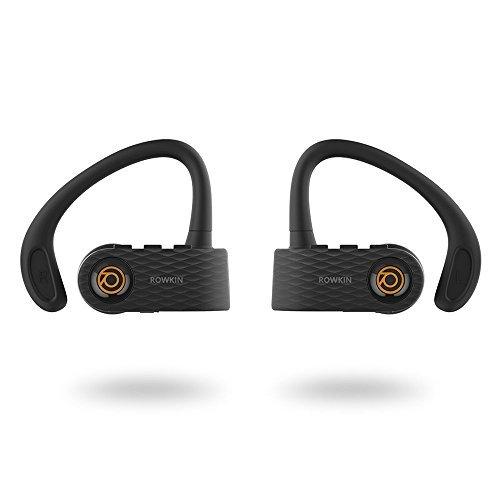 Rowkin Surge: True Wireless Headphones for Sports & Workout. Bluetooth Earbuds, Stereo Hands-Free Headset with Built-in Mic & Noise Reduction Earphones for Android, Samsung, iPhone (Black/Orange)