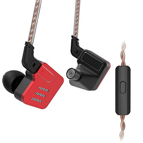 KZ BA10 5BA Balanced Armatures HiFi Stereo in-Ear Earphone IEM with Aluminum Alloy Case, 0.75mm 2 pin Cable (with Mic, Black&Red)