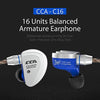 HiFi in-Ear earphones,CCA- C16 IEM Earphones/Headphones 8 Balanced Armature Units per side,Zinc Alloy Shell Custom Made Sound Performance for Musician Audiophile with Detachable Cable(NO MIC)