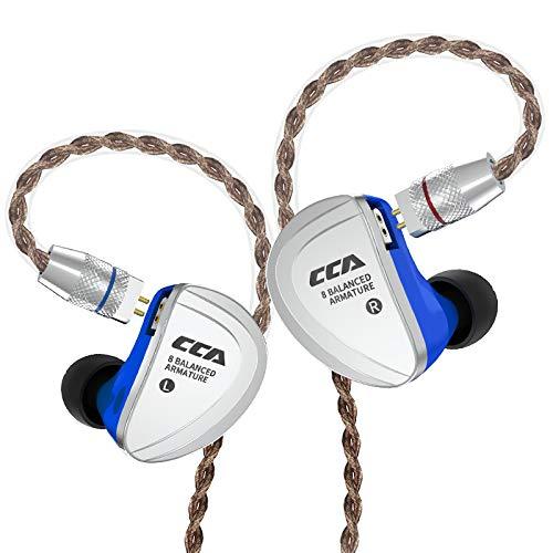 HiFi in-Ear earphones,CCA- C16 IEM Earphones/Headphones 8 Balanced Armature Units per side,Zinc Alloy Shell Custom Made Sound Performance for Musician Audiophile with Detachable Cable(NO MIC)