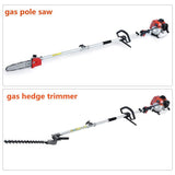 Maxtra 42.7cc Gas Pole Tree Trimming Combo Set 4 in 1 Cordless Gas Pole Chainsaw Hedge Trimmer Grass Brush Cutter with Extension Reach to 13ft with Portable Bag