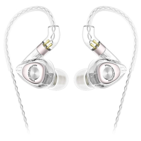 SIMGOT EM2 Hi-Res in-Ear Monitor Headphones, IEM Earphones with Detachable Cable, Hybrid Balanced Armature Dynamic Driver, Noise-Isolating Musician's Headset for Smartphones and Audio Players (Clear)