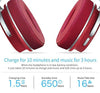 Urvoix Original Bluetooth 4.2 Stereo Active Noise Cancelling Wireless Headphones Portable Bluetooth Over-Ear Swiveling Headset with Microphone, Red