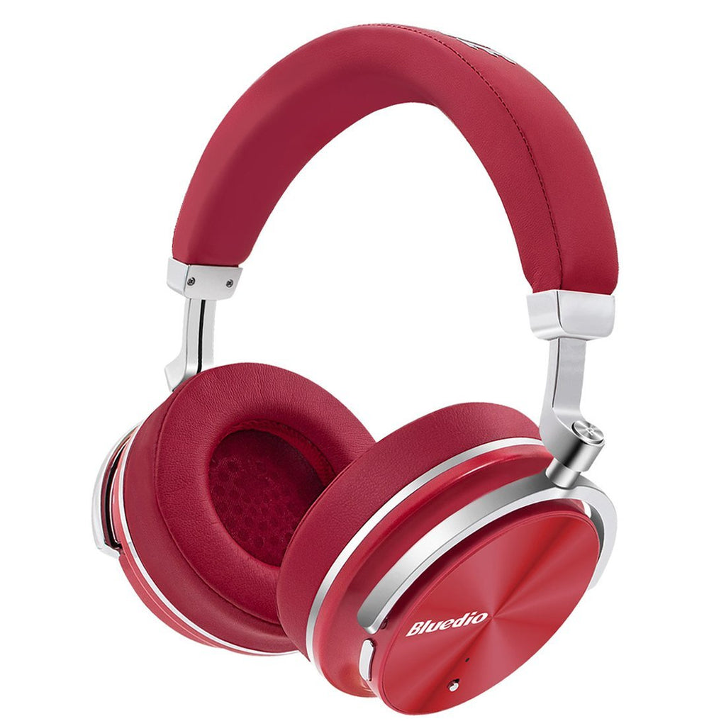 Urvoix Original Bluetooth 4.2 Stereo Active Noise Cancelling Wireless Headphones Portable Bluetooth Over-Ear Swiveling Headset with Microphone, Red