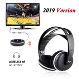 Wireless Universal TV Headphones, Monodeal Over-Ear Stereo RF Headphones with Charging Dock, Low Latency Volume Adjustable for Gaming TV PC Mobile, 25hr Battery Sound