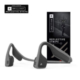 AfterShokz Trekz Titanium Open-Ear Wireless Bone Conduction Headphones with Brilliant Reflective Strips, Slate Grey, AS600SG-BR