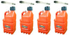 4 Pack Sunoco 5 Gallon Orange Racing Utility Jugs and 4 Filler Hoses