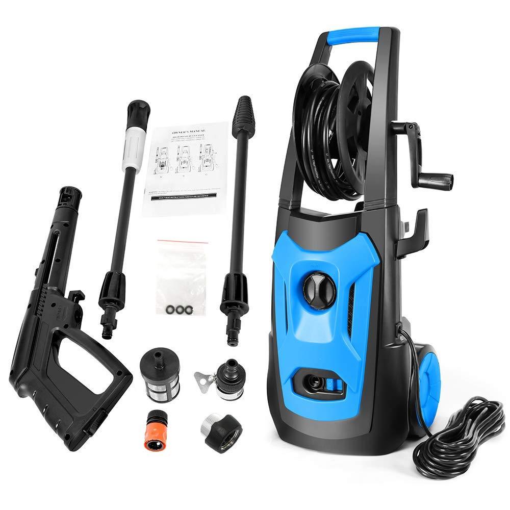 SUNGOLDPOWER 2250PSI High Electric Pressure Washer, 1.85GPM Car Power Washer with Adjustable Spray Nozzle, Extra Turbo Nozzle Detergent Tank and Hose Reel Cleaner Machine