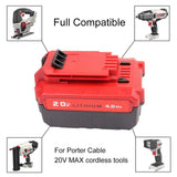 VANON 4.0Ah 20V Max Li-ion Rechargeable Replacement Battery for Porter Cable PCC685L PCC680L PCC682L PCC685LP (2 Pack)