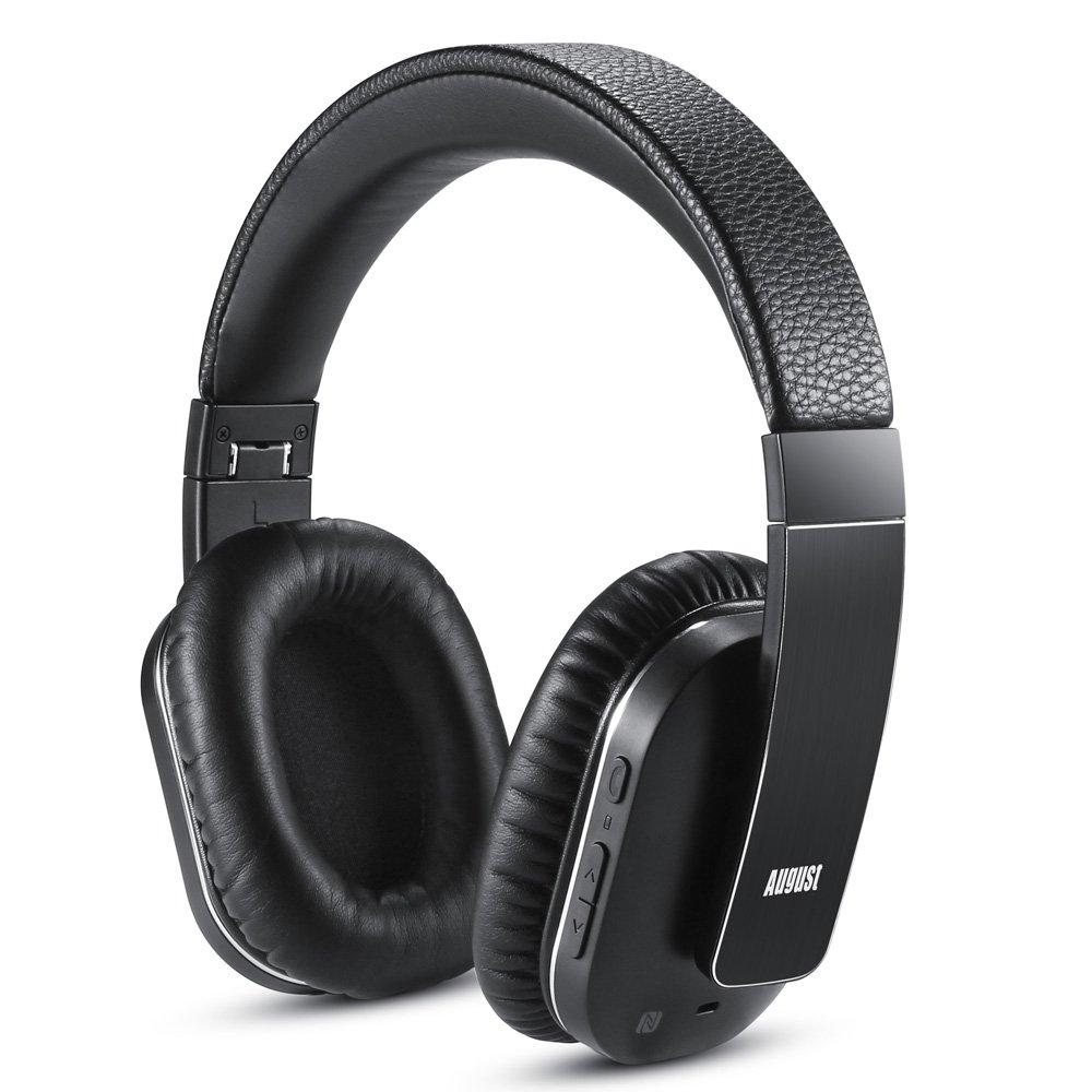 August EP750 Active Noise Cancelling Headset Bluetooth Over-Ear Stereo Headphones with Microphone and aPTX