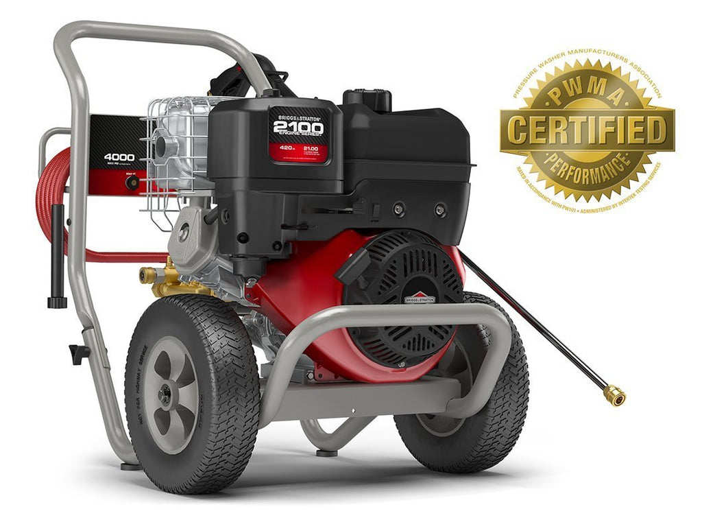 Briggs & Stratton Gas Pressure Washer 4000 PSI 4.0 GPM with Triplex Pump, 5 Nozzles, 50' High-Pressure Hose & Detergent Injection