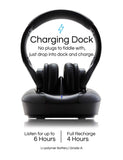 Wireless TV Headphones with Charging Dock - Over-Ear RF TV Headset - 2.4GHz Transmitter 330 ft. Max Signal Range - Light Weight & Extra Padding for Superior Comfort| Easy Set Up - 6 Hour Battery Life