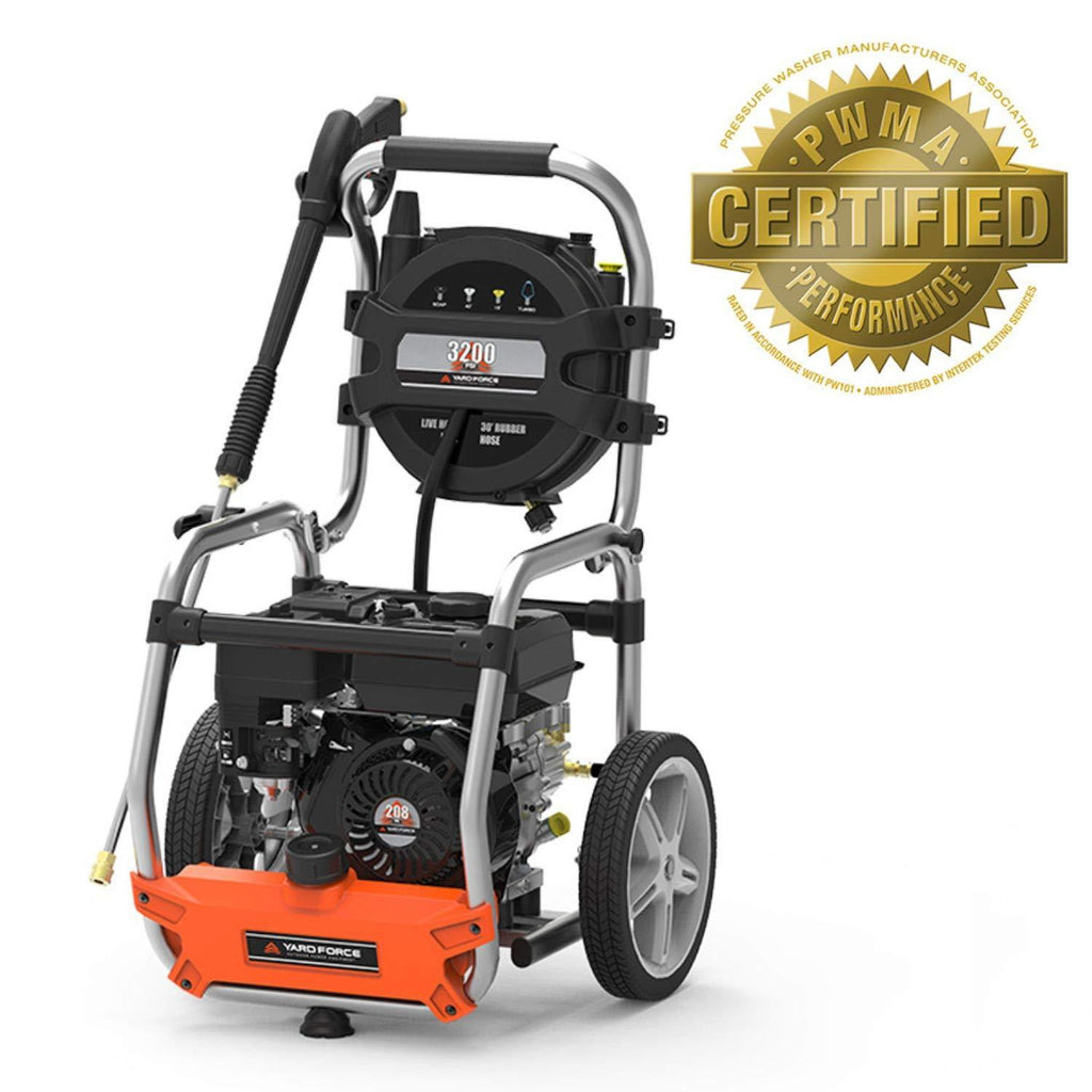 YARD FORCE 3200 PSI 2.5 GPM Gas Power Pressure Washer with Hose Reel and Bonus Turbo Nozzle