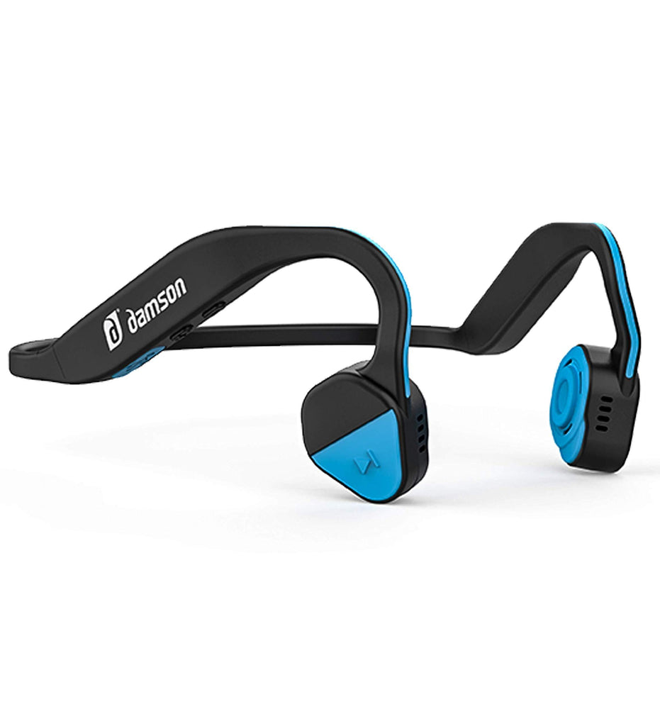 Damson HeadBones X - Wireless Bluetooth Bone Conduction Headphones with Built-in Microphone - Water and Sweat Resistant (Blue)