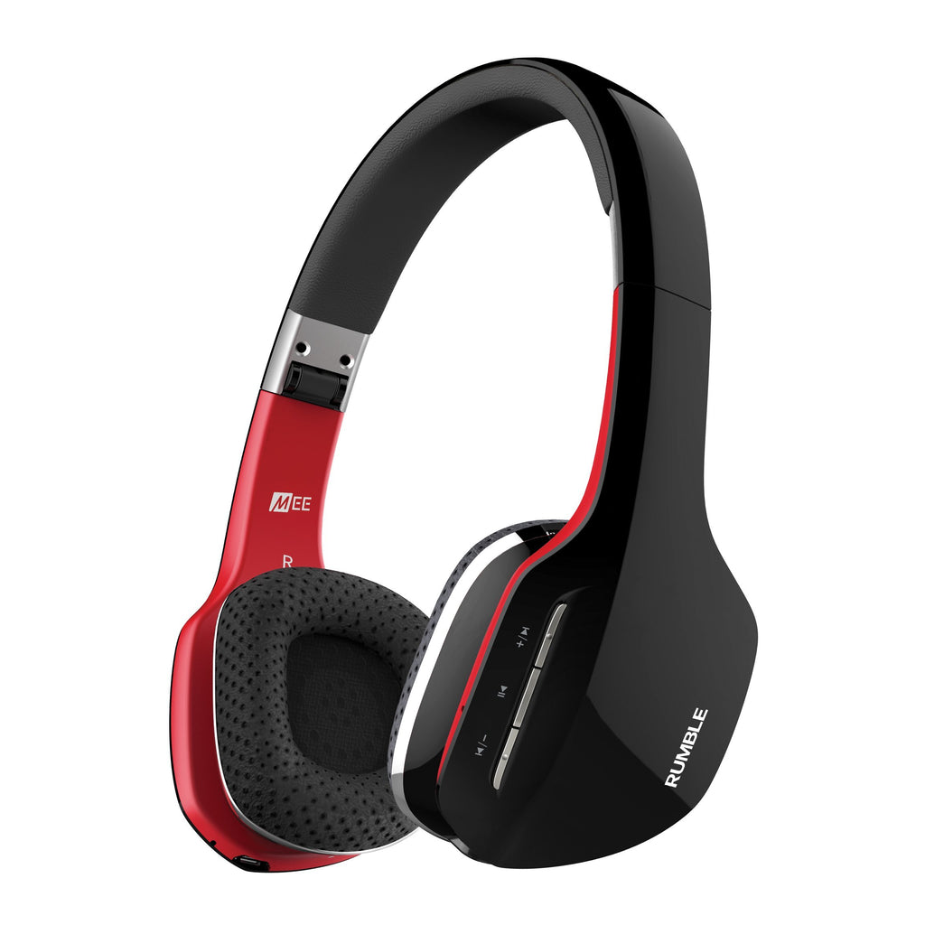 MEE audio Rumble AF80 Enhanced-Bass Bluetooth Wireless Stereo Headphones with Headset Functionality (Black/Red)