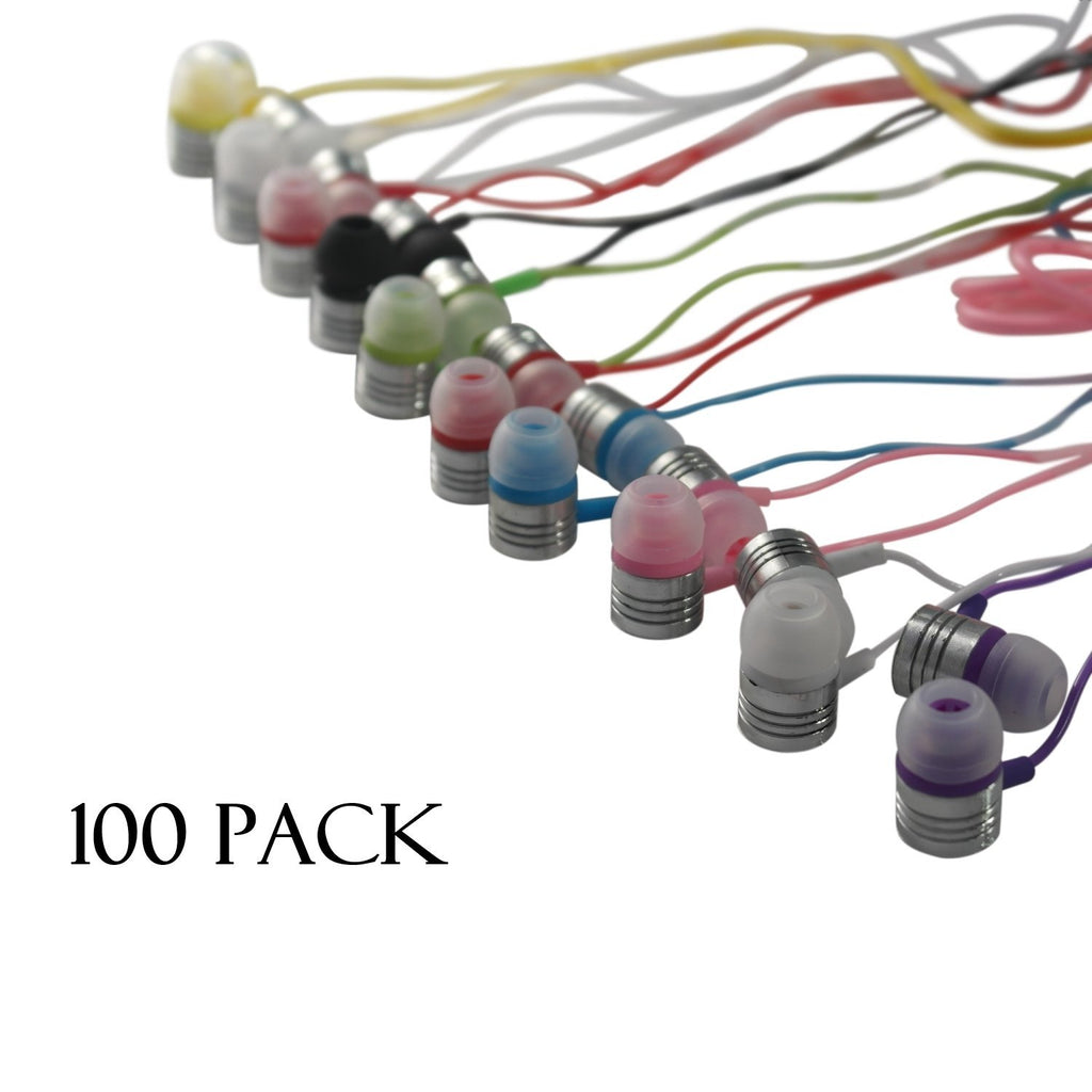 JustJamz Jelly Matte Colorful in-Ear Wholesale Headphones 3.5mm Stereo Multi-Color Bulk Earbuds (100 Pack)