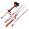 Iglobalbuy 5 in 1 52CC Multifunctional 2-Stroke Petrol Brush Cutter Grass Trimmer Chainsaw Hedge Trimmer Extension Pole