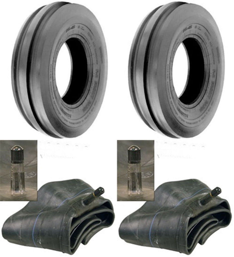 LOT OF TWO (2) 6.00-16 6.00X16 600-16 Tri Rib (3 Rib) F-2 Tires with Tubes HEAVY DUTY 8 PLY RATED