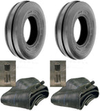 LOT OF TWO (2) 6.00-16 6.00X16 600-16 Tri Rib (3 Rib) F-2 Tires with Tubes HEAVY DUTY 8 PLY RATED