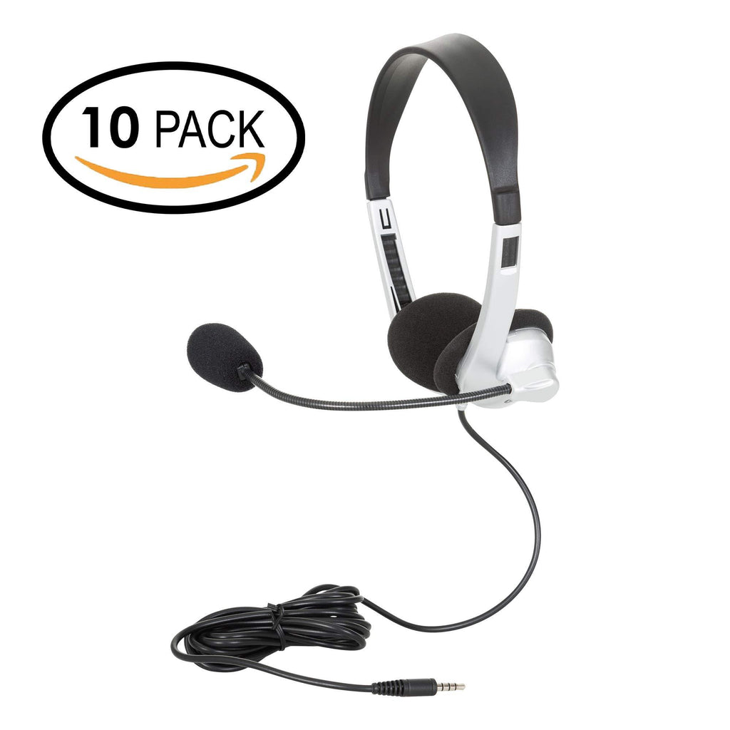 Egghead EGG-IAG-1007TRSS-10-PK-SO Mobile-Ready Multimedia Headset with Volume Control, Black/Silver (Pack of 10)