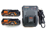 Ridgid 18 Volt Dual Chemistry Battery Charger R86092 & (2) Batteries R840085 (Renewed)