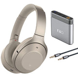 Sony WH1000XM2 Noise Cancelling Headphones with FiiO A1 Silver Portable Amp and 3.5mm TRRS Audio & Microphone Cable (Gold)