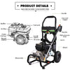 Plozara 3600PSI 212CC Gas Pressure Washer, 2.8GPM Gas Powered Power Washer