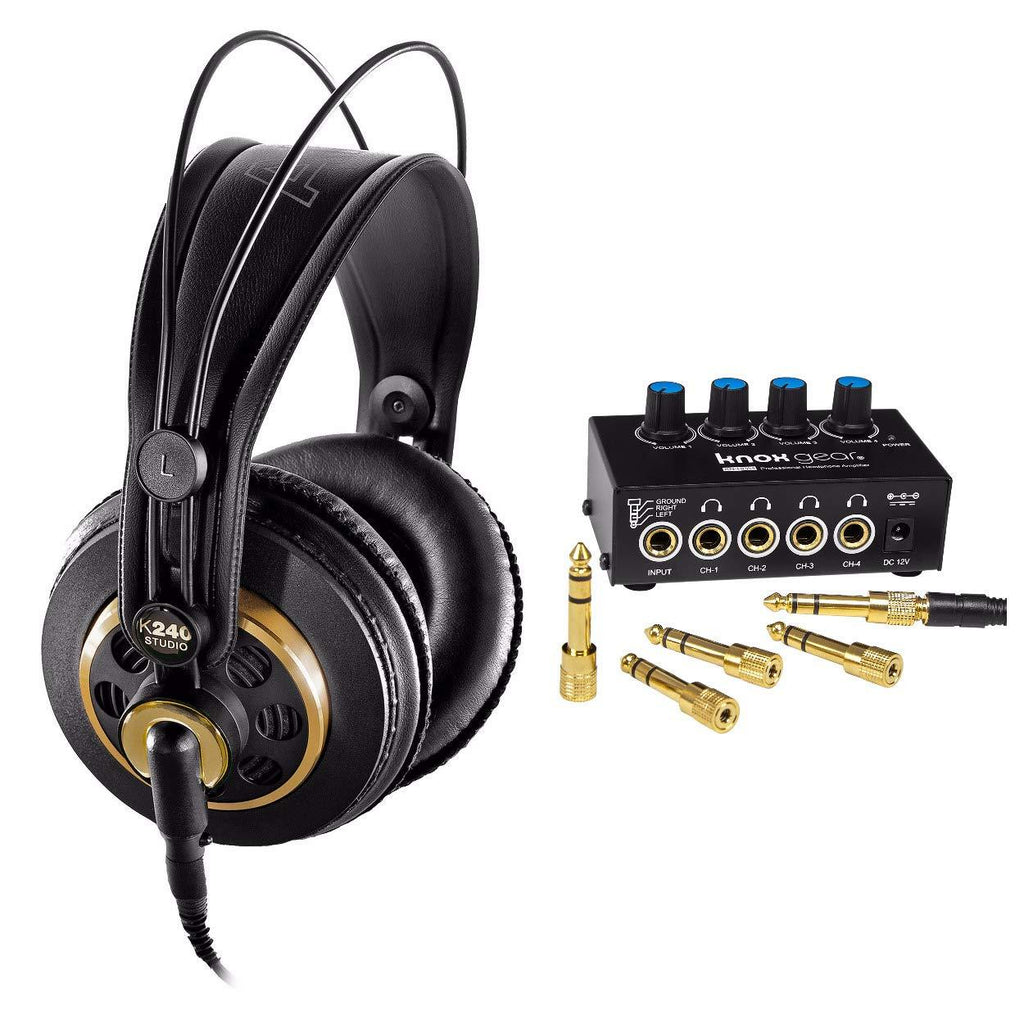 AKG K240 Studio Semi-Open Over-Ear Professional Studio Headphones with Knox Gear Headphone Amplifier