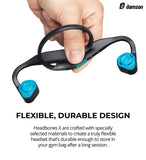 Damson HeadBones X - Wireless Bluetooth Bone Conduction Headphones with Built-in Microphone - Water and Sweat Resistant (Blue)