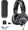 Audio-Technica ATH-M50x Closed Back Dynamic Headphones Bundle with Antlion Audio ModMic 4 with Mute Switch, USB Audio Adapter, and Y Splitter for Audio, Mic