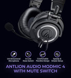 Audio-Technica ATH-M50x Closed Back Dynamic Headphones Bundle with Antlion Audio ModMic 4 with Mute Switch, USB Audio Adapter, and Y Splitter for Audio, Mic