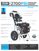 Pulsar 2,700 PSI 2.3 GPM Gas-Powered Pressure Washer with Quick Connect Nozzles & Detergent Siphoning Tube with Strainer, W27H18