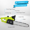 8 Amp Electric Corded Chainsaw - High Power Handheld Tree Pruner Trimmer Electrical Saw w/ 10ft Cord, 12 Inch Alloy Steel Cutting Blade, Oil Container, No Tool Chain Adjuster - SereneLife PSLTLL1516