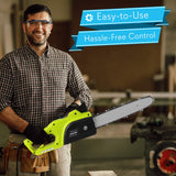 8 Amp Electric Corded Chainsaw - High Power Handheld Tree Pruner Trimmer Electrical Saw w/ 10ft Cord, 12 Inch Alloy Steel Cutting Blade, Oil Container, No Tool Chain Adjuster - SereneLife PSLTLL1516