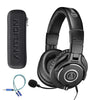 Audio-Technica ATH-M40x Dynamic Headphones Bundle with Antlion Audio ModMic 4 Without Mute Switch, and Blucoil Y Splitter for Audio, Mic